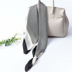 Hair Bandanas Scarf Lightweight Fashion Neck Silk Satin Head Black and White